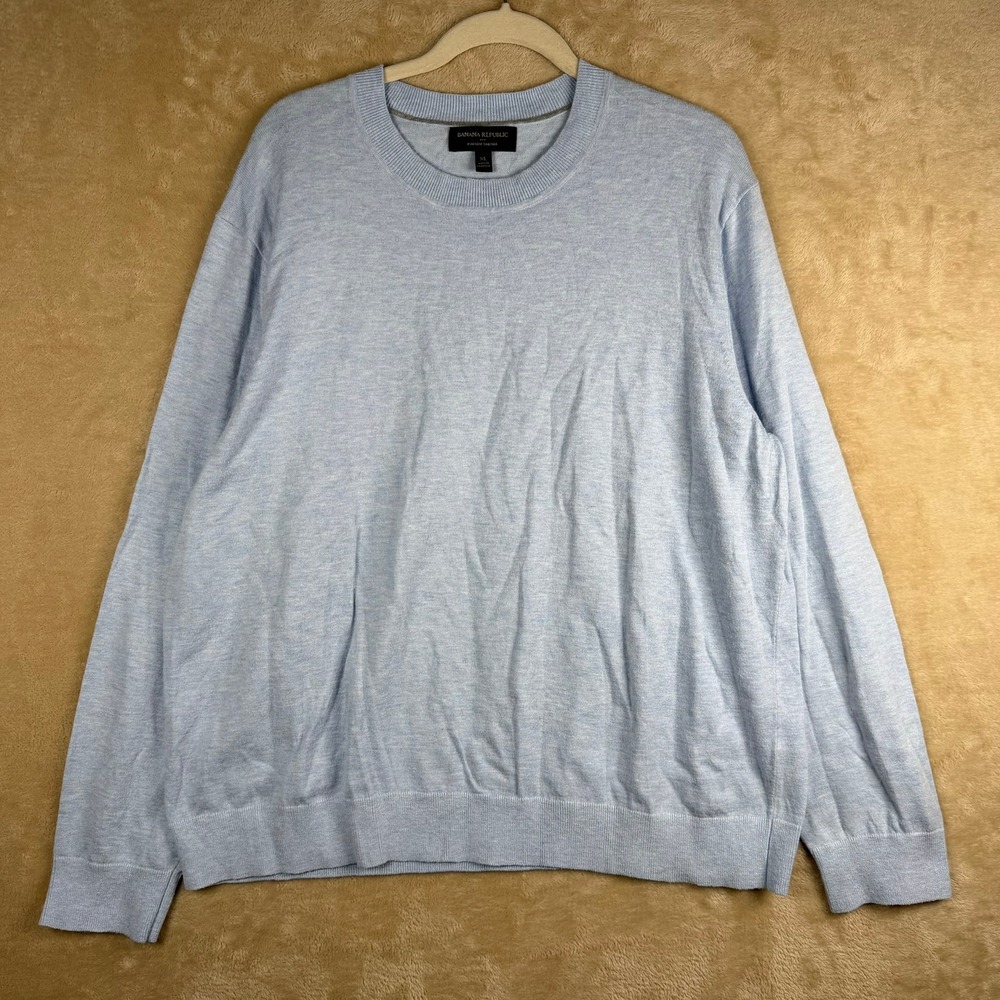 Banana Republic‎ Everyday Sweater Light Blue Crew Neck Long Sleeve Men XL
